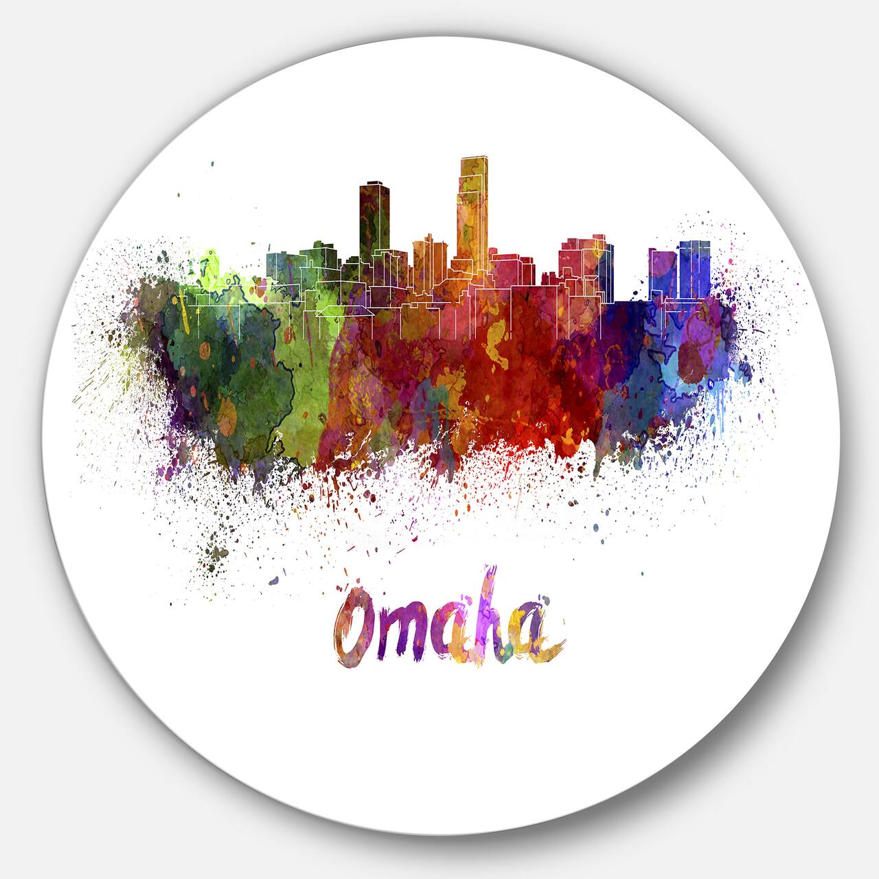Designart - Omaha Skyline&#x27; Disc Cityscape Circle Metal Wall Art